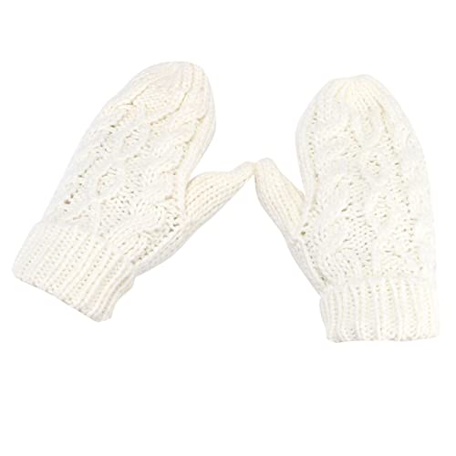 TIMIYUYU Fäustlinge Winter Handschuhe für Damen Winter Warm Strickhandschuhe Einfarbig Gestrickte Winterhandschuhe Herbst Fäustlinge Super Dicke Gestrickt Handschuhe...