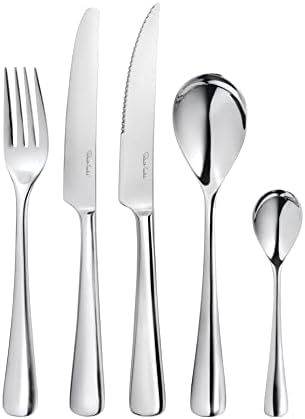Robert Welch Malvern Bright, 40 Piece Cutlery Set for 8 People. Set Includes 32 Piece Cutlery Set and 8 Steak Knives.