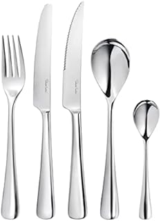 Robert Welch Malvern Bright, 40 Piece Cutlery Set for 8 People. Set Includes 32 Piece Cutlery Set and 8 Steak Knives.