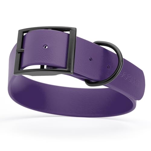 Image of Dogline Biothane Waterproof Dog Collar Strong Coated Nylon Webbing with Black Hardware Odor- Proof for Easy Care Easy to Clean High Performance Fits Small Medium or Large Dogs, Violet Purple
