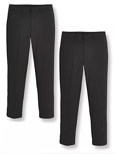 CARE SMART UNIFORM Pantalones escolares para niños (cortos, largos, talla XL), 2 unidades, Azul marino - Ajuste entallado, 7 años delgado