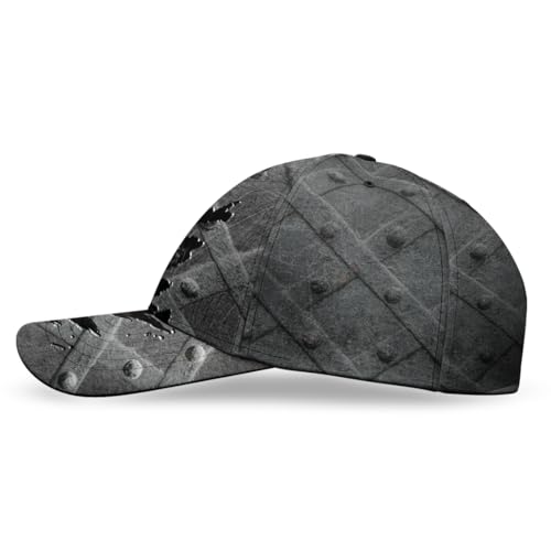 Image of Viking American Flag Skull Cap for Men, Viking Skull Us Flag Skeleton Gothic Horror, Adjustable Caps for Men Women