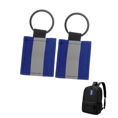 RENEWREVITAL 反射 キーホルダー リフレクター ストラップホルダー 交通安全 安全グッズ キーリング 反射板 通学 通勤 散歩 夜間 登山 事故防止 2個入り 青 連結リング付き 使用便利 多用途