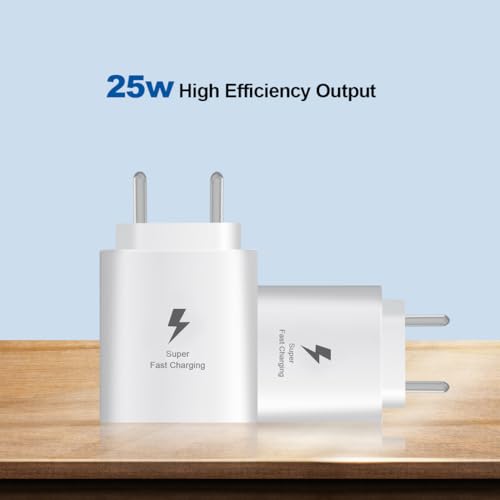 Image of MAK 25W Charger with Cable for Samsung Galaxy A35 5G Type C Charger Adapter Compatible with Galaxy A35 Charger, 25 Watt USB Type C to C Pd Charging Adapter C Type, White