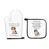 FIicy Cavalier King Charles Spaniel Gifts Dog Oven Mitts and Pot Holders Sets, Cavalier King Charles Spaniel Dog Decor Kitchen Accessories Sets, Dogs Heat Resistant Oven Glove Potholders for Kitchen