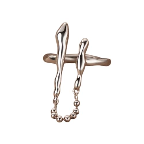 Bague chaîne pendante style géométrique pour couple et fête