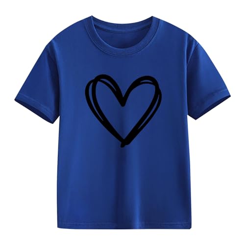 Girls Hearts Print Short Sleeve T-Shirt Crewneck Casual Loose Tees Cute Kids Summer Fashion Soft Comfort Tops Clothes2