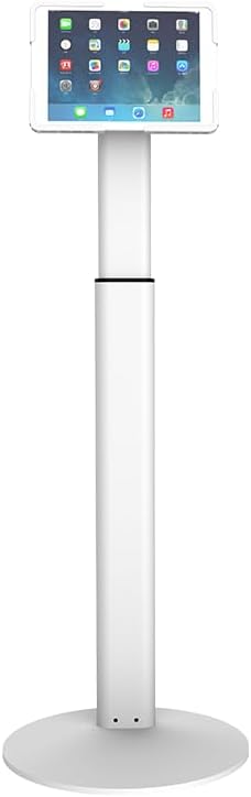 Universal Adjustable Anti-Theft Tablet Floor Stand Holder Mount for iPad, Surface, Samsung Tab, Fire HD – Heavy-Duty Base, Height 28" to 47", Secure for Retail, Schools, Hospitals (Black)