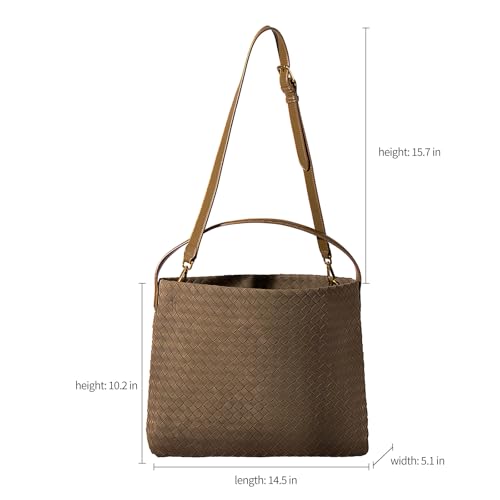 Image of Suede Hobo Bag for Women Hand-Woven Bag Made of Suede Fabric Casual Tote Bag（Brown）