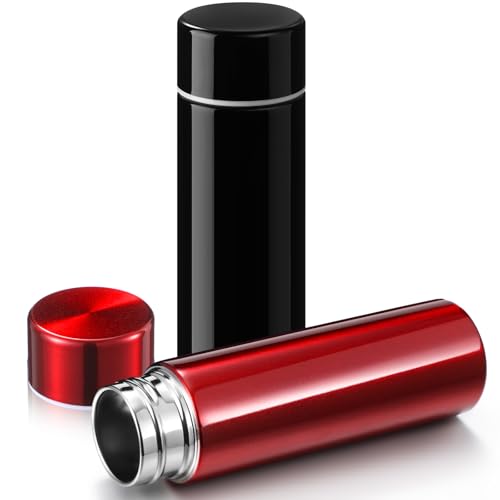 Vesici 2 Pack 4.4oz Mini Insulated Water Bottle, Black, Red