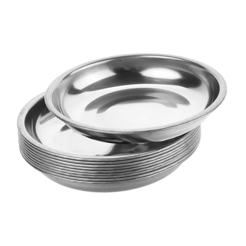 GRIRIW 10pcs Small Plate Chip and Dip Bowl Sauce Dipping Bowls Seasoning Bowls Small Serving Platter Dipping Sauce Bowls Dipping Sauce Dish Appetizer Serving Dish Stainless Steel Silver