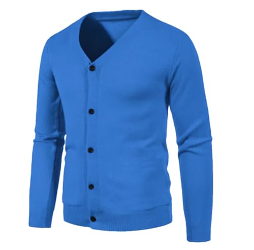 Men's Cardigan Sweaters Long Sleeve V-Neck Solid Color Buttons Casual Knit Sweater Tops