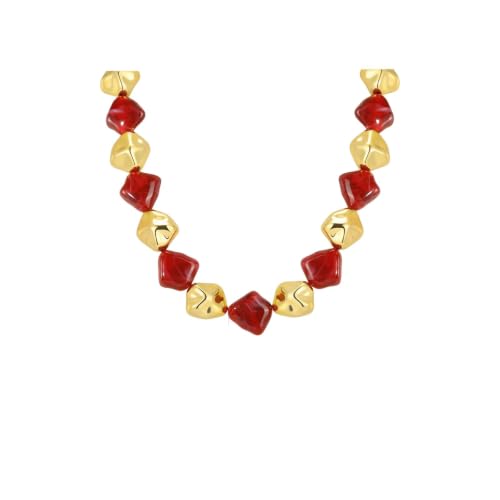 Collier vintage Bohème coloré en perles de résine géométriques pour femmes