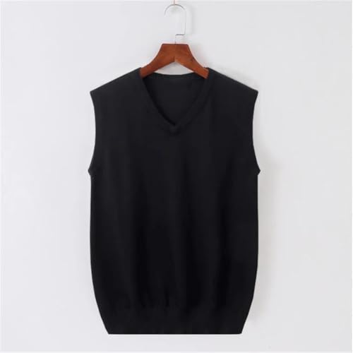 Men’S V-Neck Sleeveless Sweater Vest School Uniform Style Solid Knit Pullover2