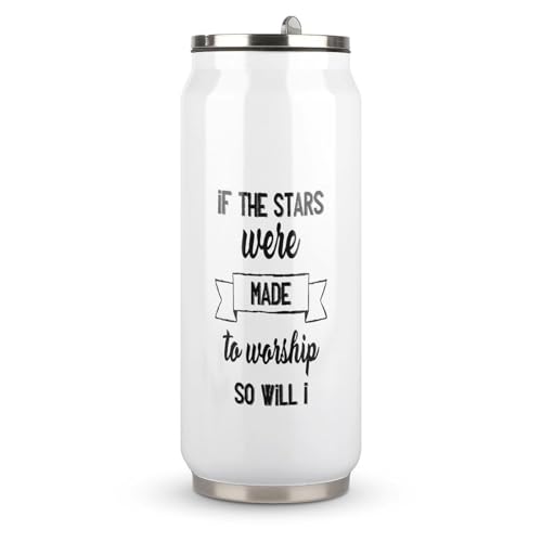 Yelolyio If The Stars were Made to Worship So Will I Spring Cups Gobelet à café de voyage en acier inoxydable avec couvercle et paille pour homme et femme Cadeau d'anniversaire