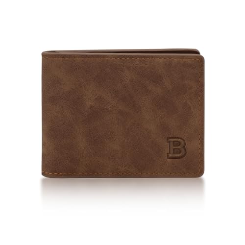 Card Wallet, PU Leather Card Holder Wallet Slim Wallet with Multiple Card Slots for Men, Textured Mens Bifold Wallet with Zipper for Cash, Credit Cards, Change (coffee)