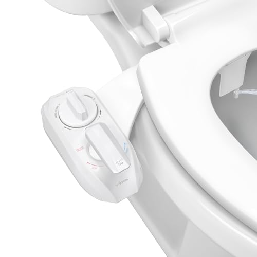 LUXE Bidet NEO 320 Plus - Warm Water, Dual Nozzle, Non-Electric Bidet Attachment for Toilet Seat, Patented Slide-In Install, 360° Self-Clean, EZ-Lift to Clean, Feminine & Rear Wash (White)