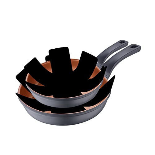 San Ignacio Bronze | Juego de Sartenes | Set de 2 Piezas de 20 y 28 cm de Diámetro y 2 Protectores | Fabricadas con...
