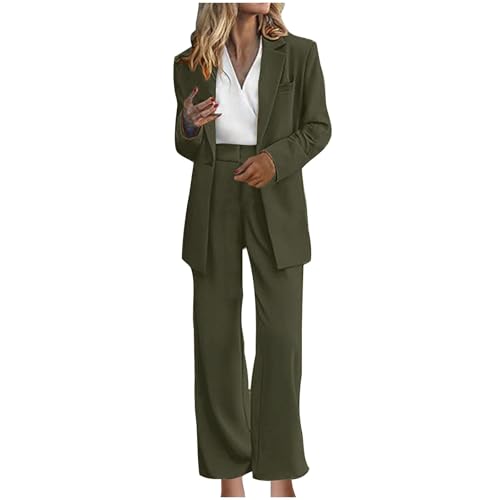 piece dress set long blazer Womens Suits 2 Casual Jackets and Wide Leg Pants Suits Dressy Blazer Set Loose Fall Outfits Army Green : Clothing, Shoes & Jewelry badge- available in xs to 3x Column silhouette Casual Victorian Style Outfits Color:Lemon Multi