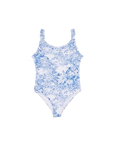 Girls One-Piece Swimsuit with Toile De Jouy Ruffles
