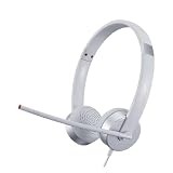 Lenovo 100 - Cuffie analogiche stereo (isolamento acustico, microfono a 180 gradi, progettato per VOIP, fascia regolabile e braccio estensibile) - Grigio Cloud