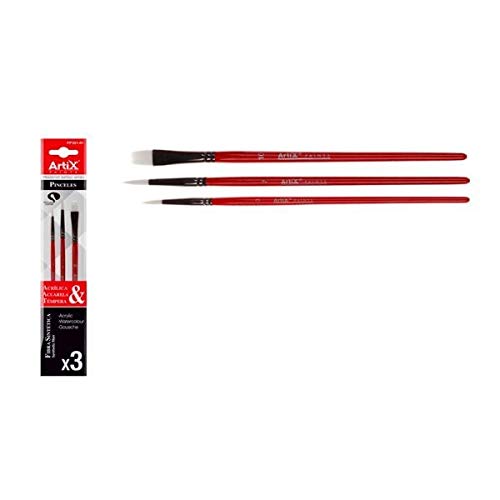 ARTIX Set 3 Pinceles Fibra SINTÉTICA ÓLEO - ACRÍLICO - Acuarela (PP391-01)