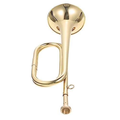 NULYLU Bugle Trumpet Electronic Taps Wind Instrument for School Band Copper Golden Trumpet Bugle