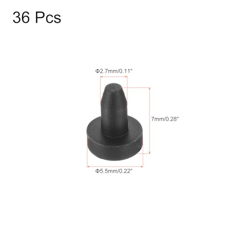 Image of uxcell High Temp Silicone Plug Mount Dia 2.7mm /0.11 inch t Shaped Rubber Stopper Hole Plugs for Powder Coating Plating Waterproof Plugs Sealing Plugs Black Pack of 36(OD 5.5mm)