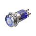 Produktbild Metzler - Drucktaster 16mm - LED Ringbeleuchtung Blau - IP67 IK10 - Edelstahl - Flach - Lötkontakte