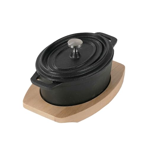 Freyersbacher Mini Cocotte en Fonte Émaillée 12 x 8,5 cm Ovale avec Couvercle, Marmite Induction Antiadhésive avec Revêtement en Émail, pour l'Extérieur et l'Intérieur, Gaz Four Grill Barbecue Dutch