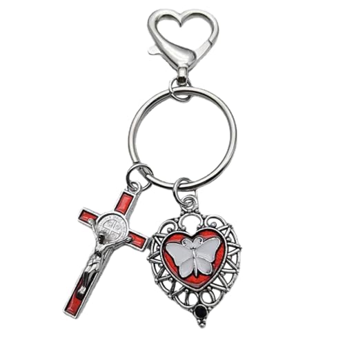 Crossed Coffin Heart Butterflies Car Keychain Novel Gothic Bag Pendant
