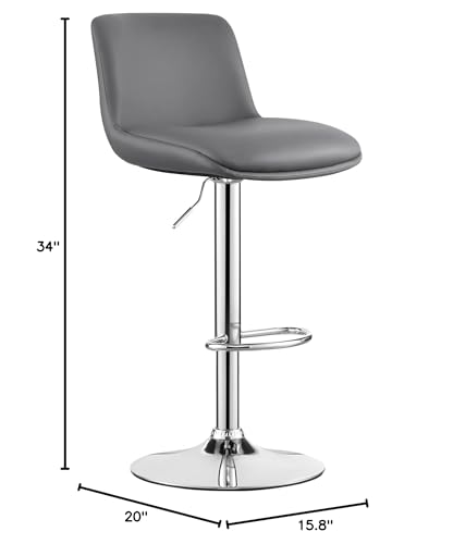 MINCETA Butaco Moderno Tapizado Giratorio con Respaldo para Barra y Altura de Mostrador, Altura Ajustable 24 a 34 pulgadas, Juego de 2, PU en Gris Oscuro miniatura 2