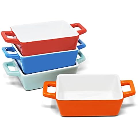 4er Set Mini Auflaufform Rechteckig Backform - Kleine auflaufförmchen Keramik Cover