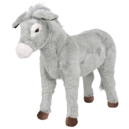 QUAHEAS Burro de peluche de pie, color gris, XXL, 81 x 61 cm, altura del asiento 46 cm, soporta 100 kg, suave, mullido, regalo de cumpleaños