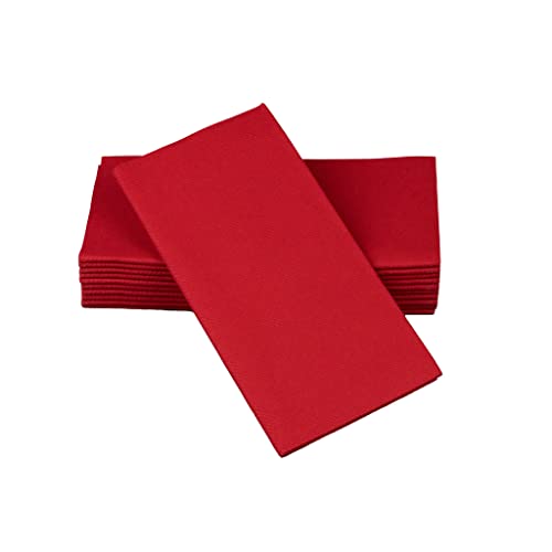 Red Colored Disposable Dinner Napkins – Linen-Feel, Elegant & Cloth-Like – Absorbent & Durable – Great For Weddings, Parties And Showers! – Perfect Size: 16”X16” – Box Of 50 By Simulinen #TOP21