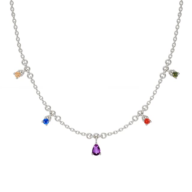 Generic Color Diamond Star Moon Collana in Vero Argento Sterling 925 per Gioielli da Donna Collana Girocollo con Catena Fantasia Farfalla Smaltata