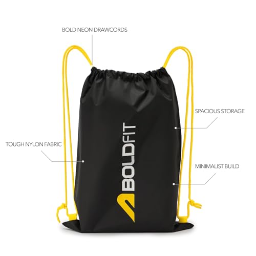 Image of Boldfit Drawstring Bag for Men 25ltrs Gym Bag for Man & Women Small Bags for Mens Multipurpose Drawstring Backpack Kit for Shoes, Travel StringBag for Men Rope Bags for Mens String Backpack - Black