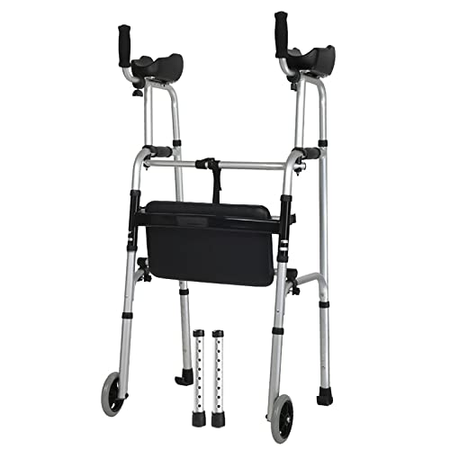 Déambulateur vertical pliable en aluminium pour personne âgée de grande taille