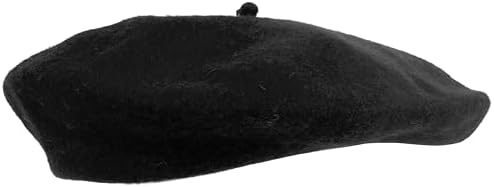 Kangaroo Wool Black Beret Hat - French Beret, Black, Size One Size