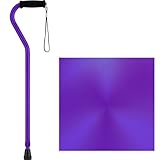 Nova Joy Designer Offset Walking Cane for Seniors - Unisex Adjustable Lightweight Aid with Foam Handle, Wrist Strap and Anti-Rattle Lock - Essential Mobility Support - Purple