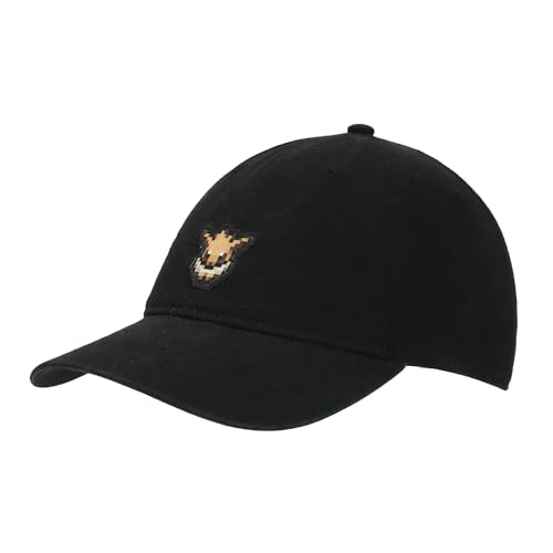 Casquette baseball Evoli Pokémon souple et légère à patch imprimé noir uni