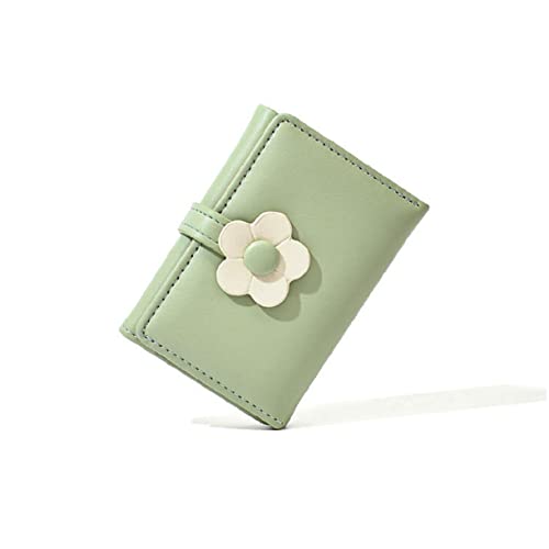 Beaupretty Korean Style Trifold Student Wallet with Flower Pattern Cute PU Coin Purse and Key Change Holder for Lightweight Card Organizer for Teachers and Office Workers Green4