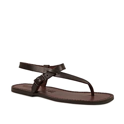 Sandalias de cuero legítimo Gianluca 592-U-CUOIO: Máxima elegancia y confort en talla 42