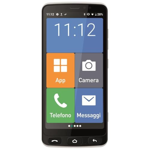 SAIET - Cellulare Smart Senior STS550 Per Anziani 4G e Bluetooth - con Tasti e Lettere Grandi - Custodia Protettiva Inclusa - Smartphone con Whatsapp e SOS