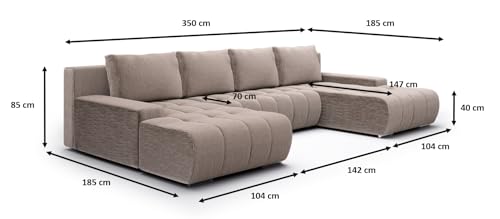Tendencio Boluti - Sofá panorámico convertible con baúl de almacenamiento (Beige)