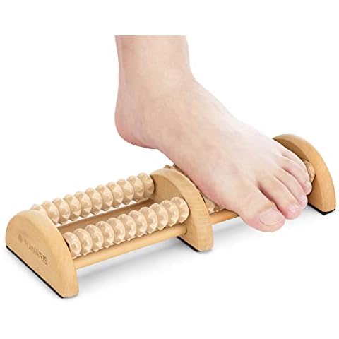 Navaris Masajeador de pies de madera con 2 rodillos para masaje plantar Cover