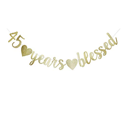 45 Years Blessed Banner, Funny Gold Glitter Sign For 45Th Birthday/Wedding Anniversary Party Supplies Props #TOP4