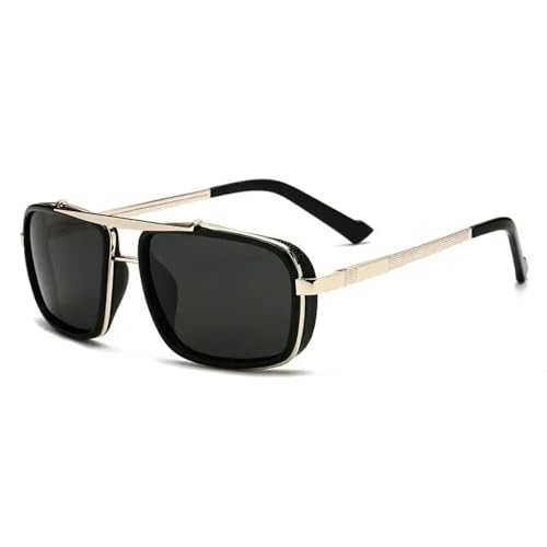 Lunettes de soleil polarisées punk pour hommes style vintage anti-reflet UV400