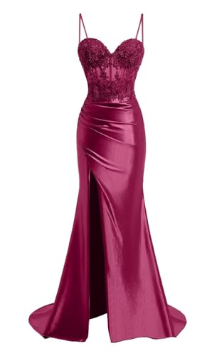 Robe de soirée de mariée en satin LKK118 avec bretelles spaghetti et dentelle