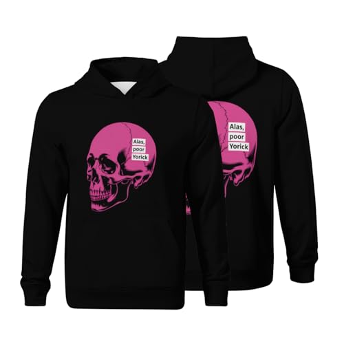 Kids Shakespeare Hamlet Slogan With Skull Boys Girls Lightweight Kangaroo Pocket Fleece Hoodies